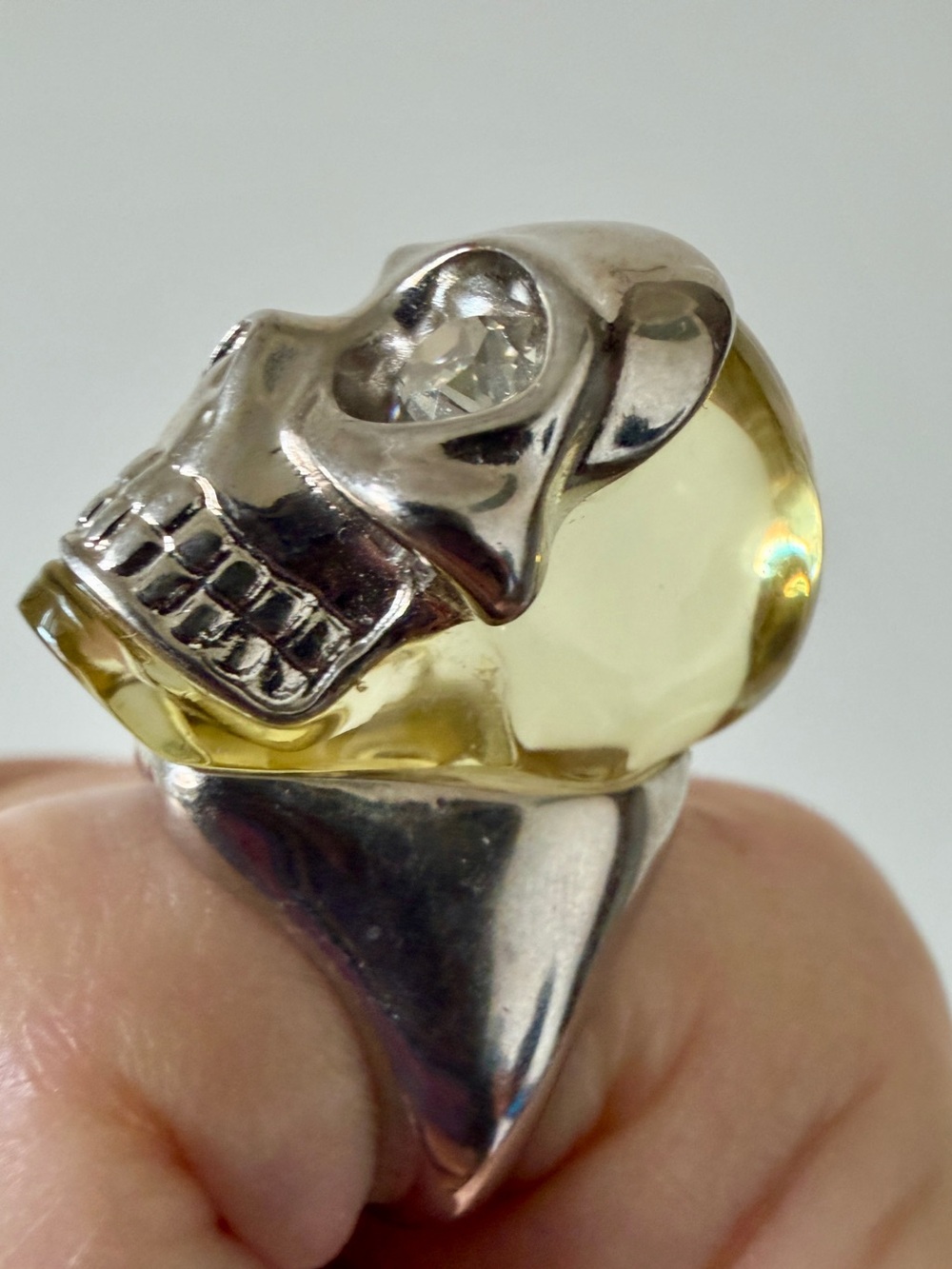 Alexander McQueen Silver-tone Skull Ring with Crystal Eyes - Sz IT 11 - Picture 7 of 9
